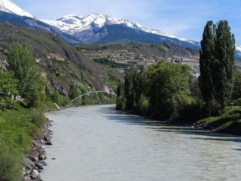 Rhône et passerelle de Vissigen